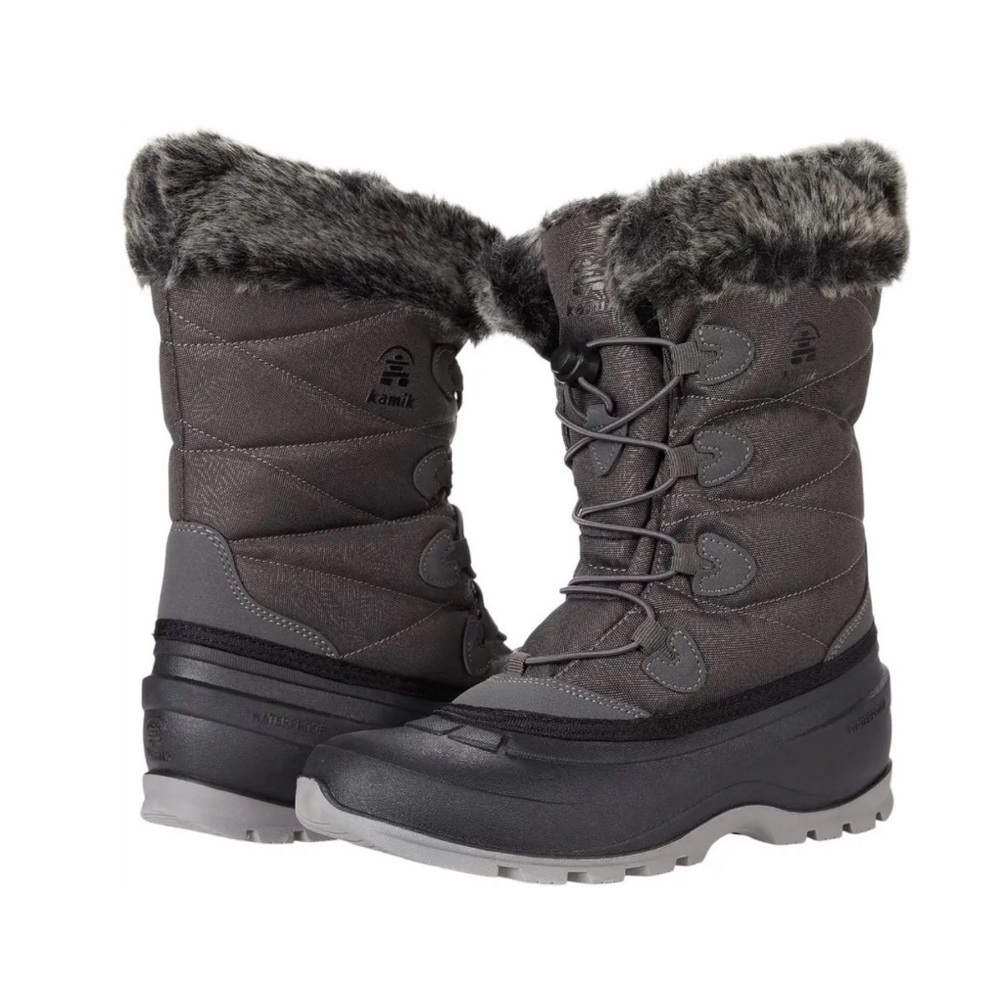 Kamik MOMENTUM 2  Women's Insulated Gray Winter Snow Boots with Faux Fur 6 NEW